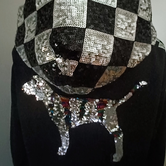 RARE HTF VS PINK limited edition oversize small checkered hoodie - Picture 6 of 14